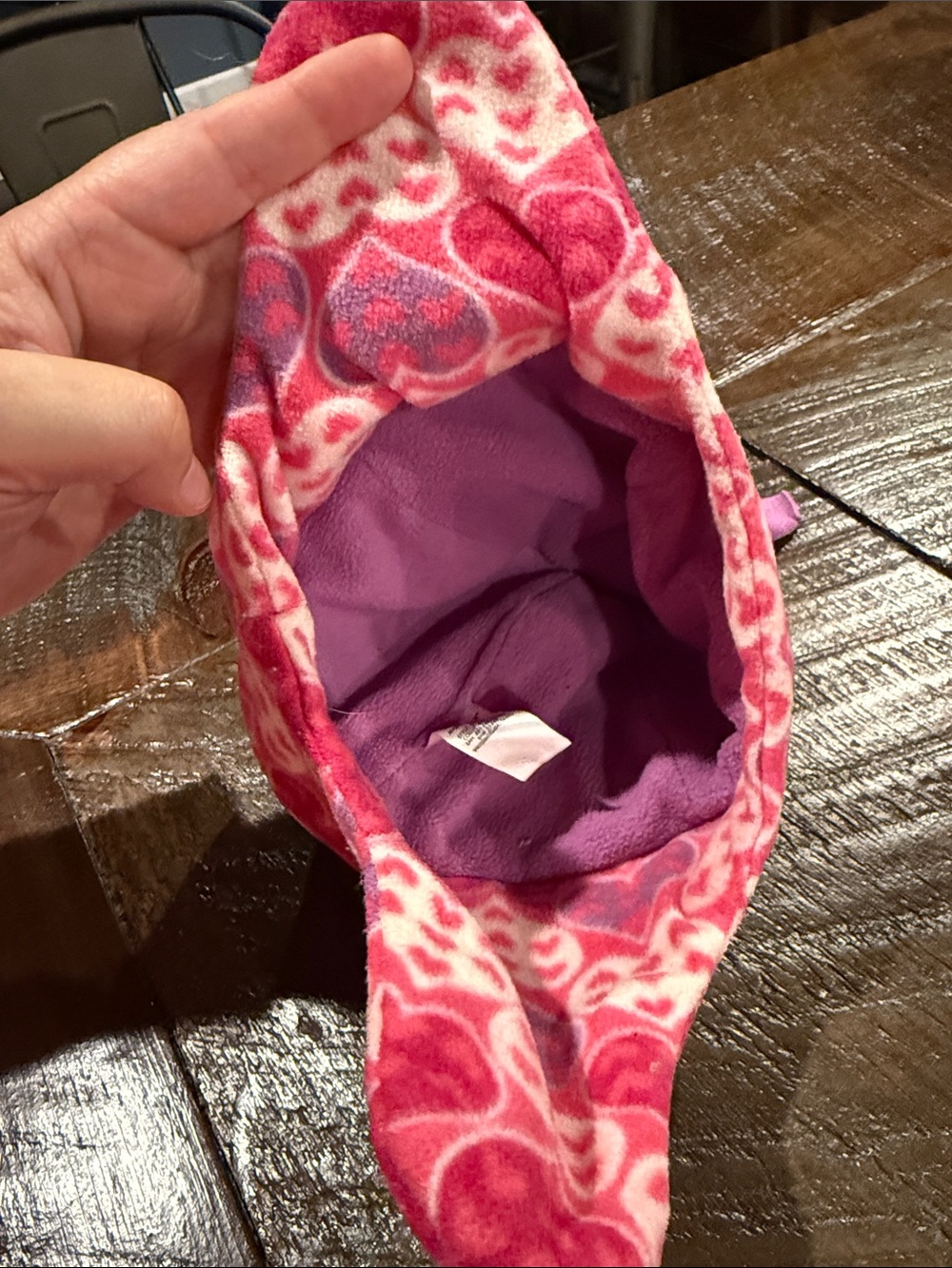 Kids Pink Winter Hat and Earwarmer Set - Heart & Pom Details - Picture 6 of 10
